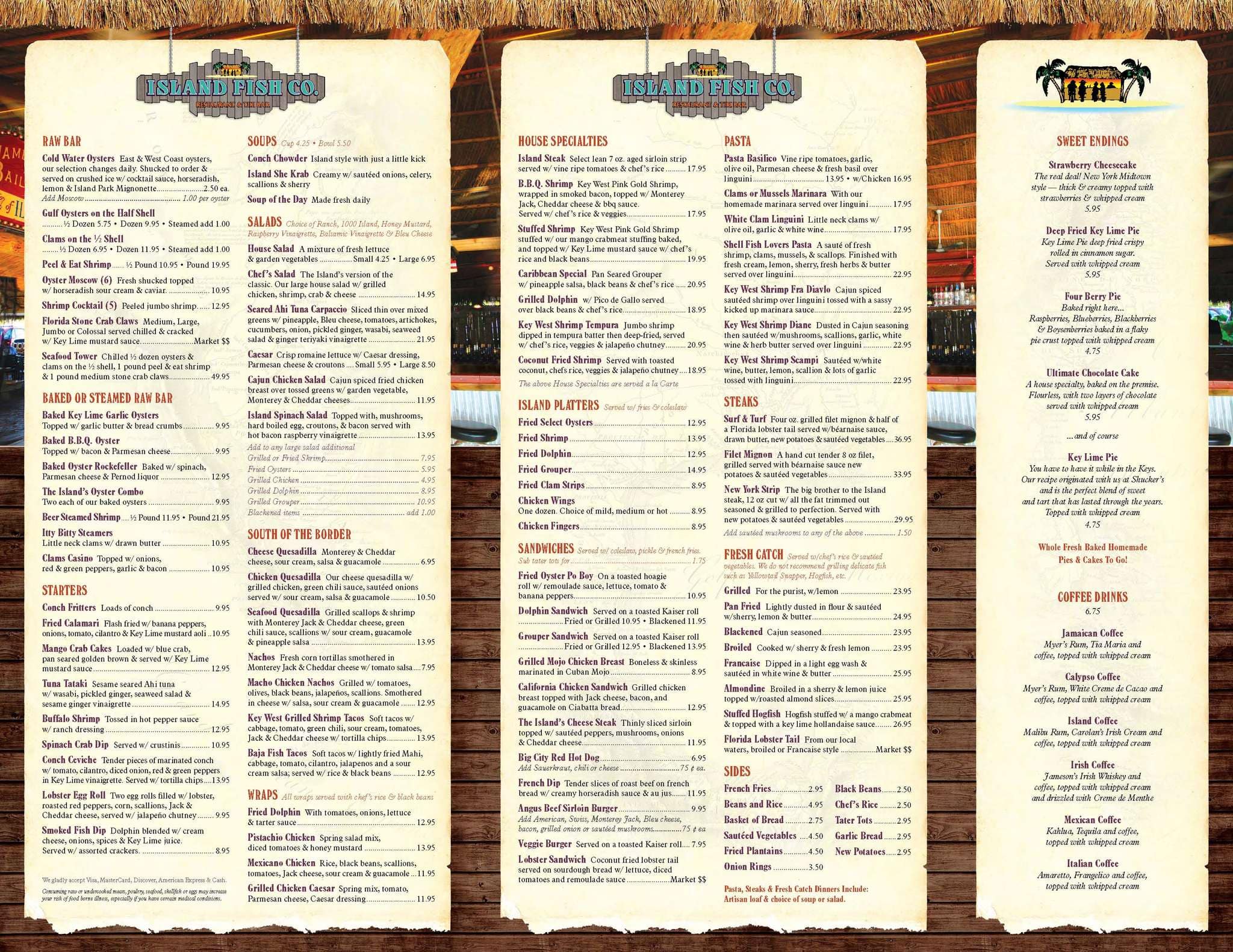 Menu at The Island Fish restaurant, Marathon