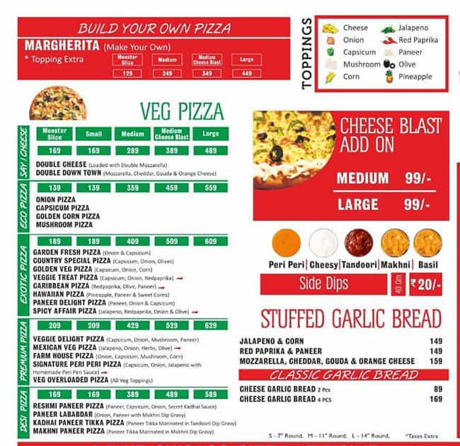 Menu of Chicago Pizza, Phi 3, Greater Noida