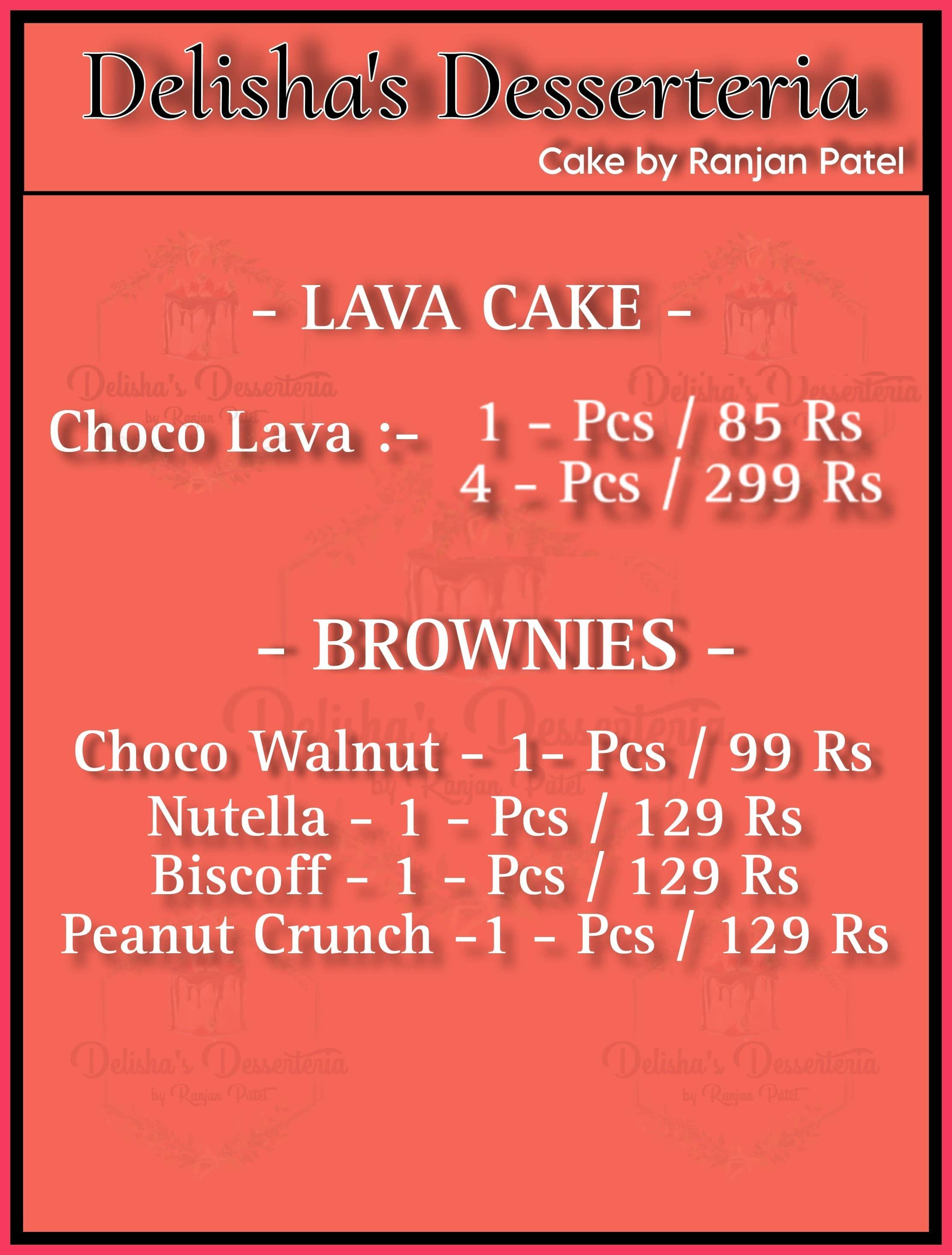 Menu of Delisha's Desserteria, Goregaon West, Mumbai