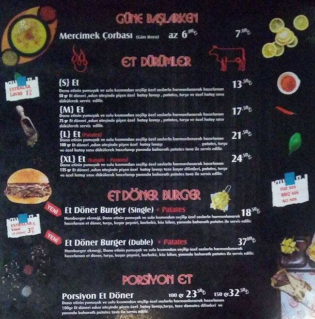 Hat Doner Menu Hat Doner Umraniye Merkez Istanbul Icin Menu