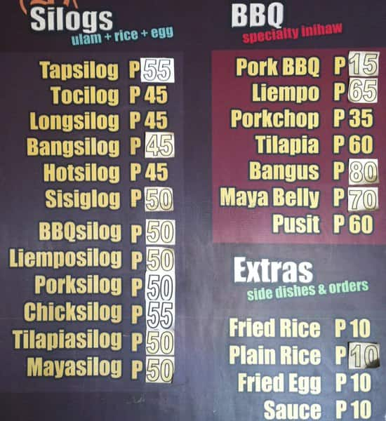 Menu At Everybody's Bbq & Silog, Mandaluyong