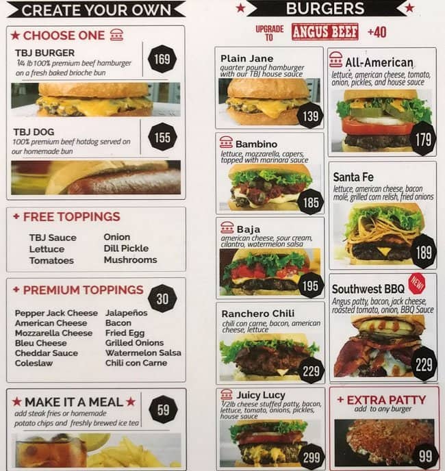 The Great American Burger Joint Menu Zomato Philippines