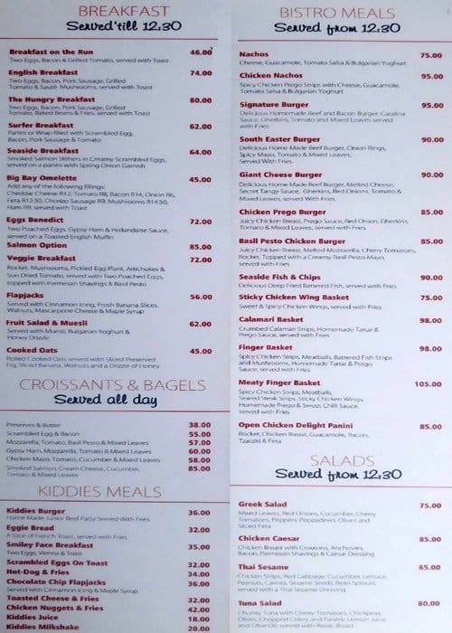 Eden Cafe Menu, Menu for Eden Cafe, Blouberg, Cape Town Zomato SA