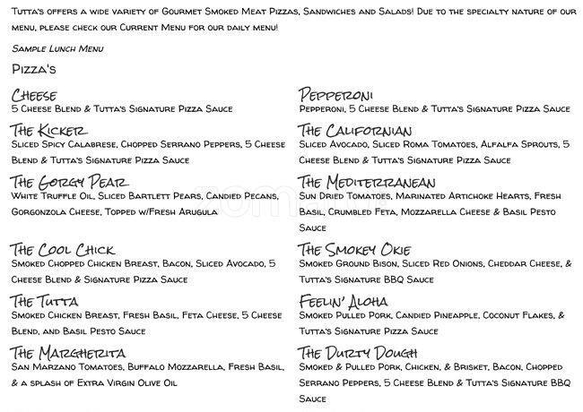 Tuttas Pizza Food Truck Menu Menu For Tuttas Pizza Food