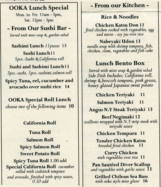 Ooka Riverside Menu Ooka Doylestown Menu , A Taste of OOKA – OZIEH