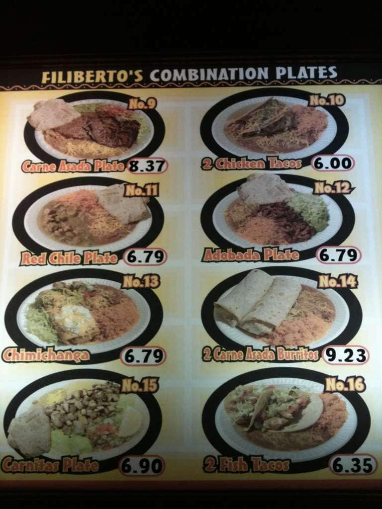 Menu at Filibertos restaurant Sierra Vista Menu at Filibertos restaurant Sierra Vista