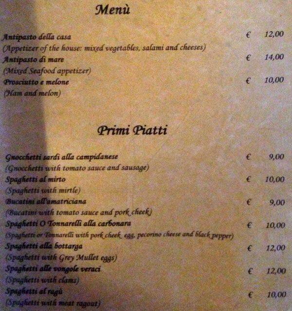 Menu di Il Giardino Di Albino 