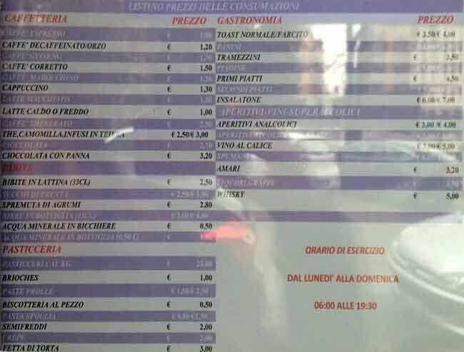 Menu di Vanini 1974 Bakery Food Cafè 