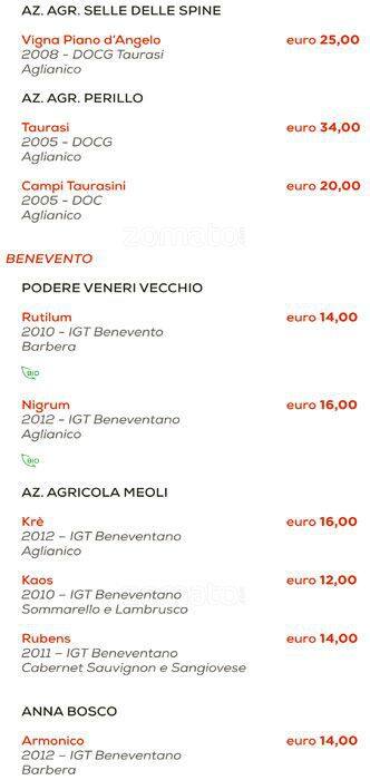 Menu di Morsi & Rimorsi 
