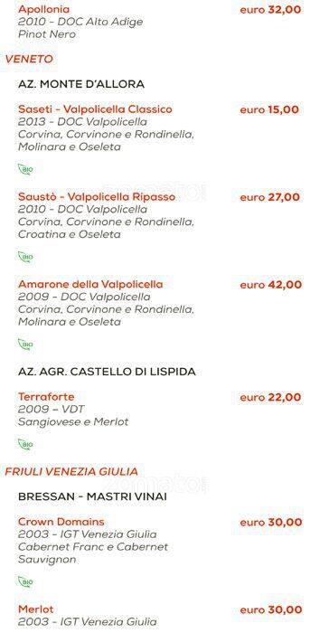 Menu di Morsi & Rimorsi 