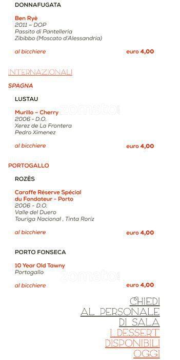 Menu di Morsi & Rimorsi 