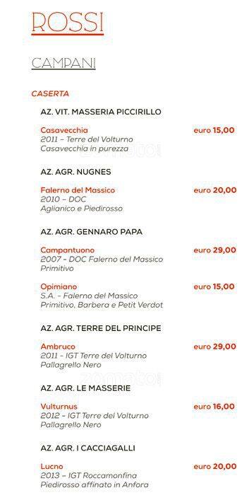 Menu di Morsi & Rimorsi 