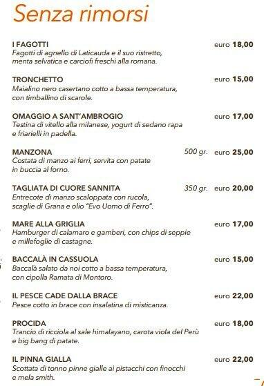 Menu di Morsi & Rimorsi 