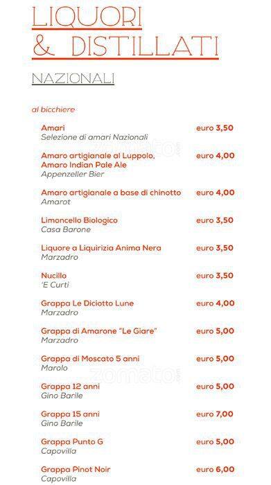 Menu di Morsi & Rimorsi 