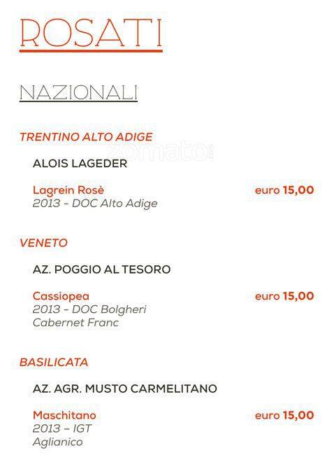 Menu di Morsi & Rimorsi 