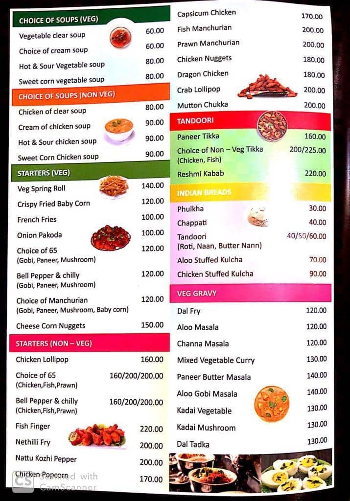 Menu of Blue Ice, Peelamedu, Coimbatore