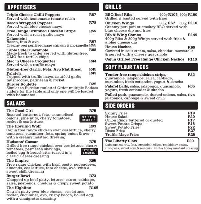 Hudsons The Burger Joint Menu, Menu for Hudsons The Burger Joint