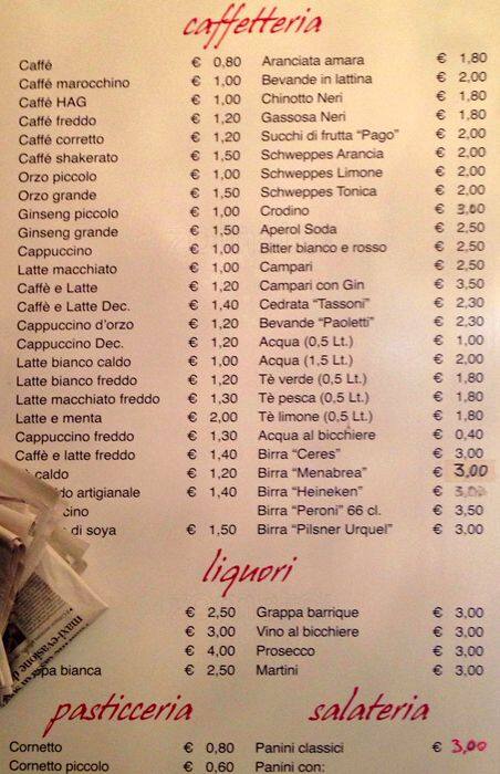Menu di Ristretto Cafè 