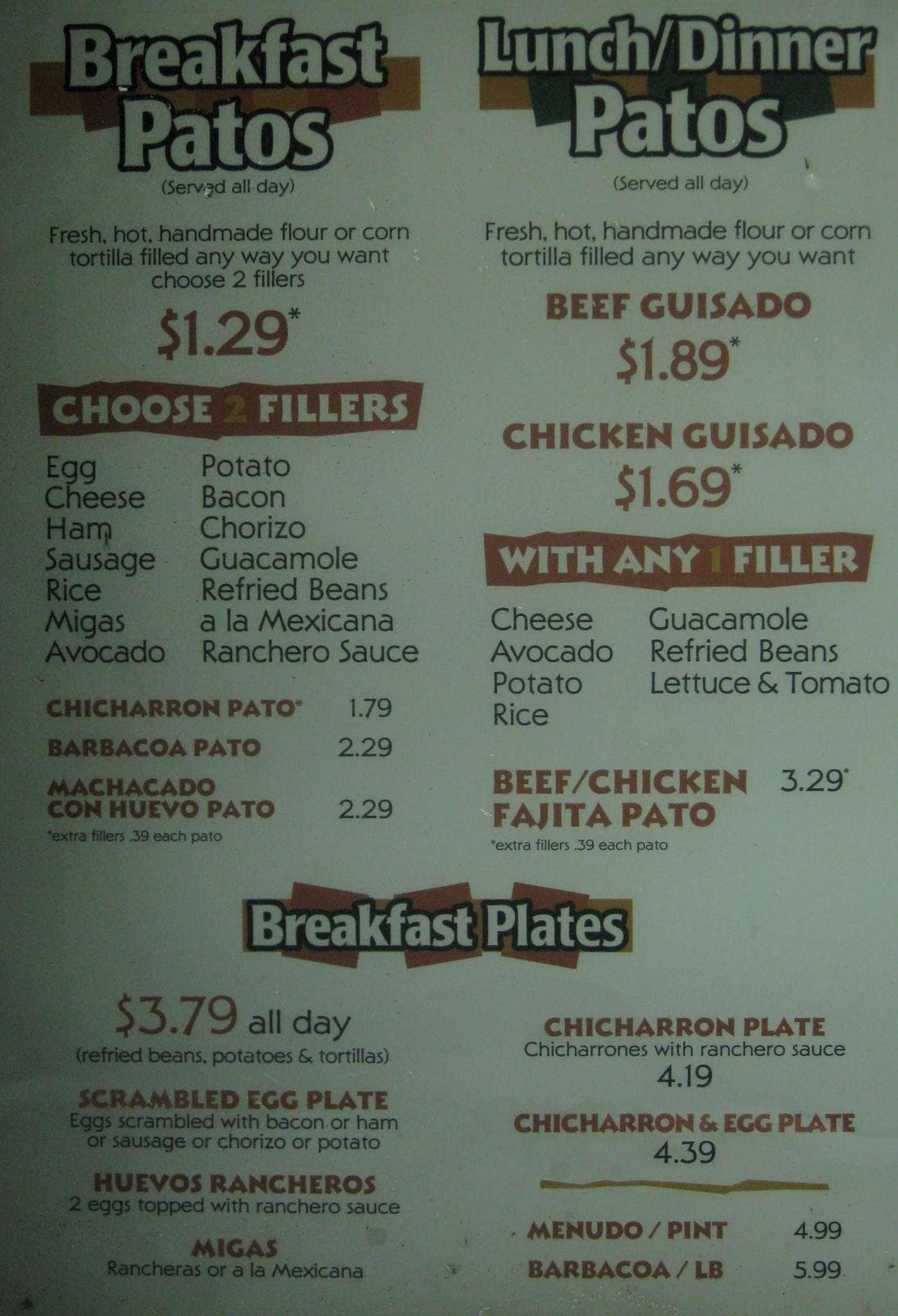 El Pato Menu, Menu for El Pato, McAllen, McAllen Urbanspoon/Zomato