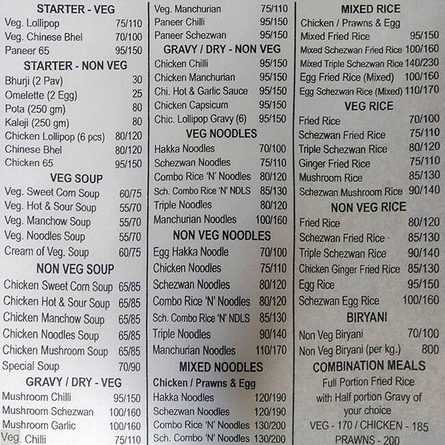 Menu Of Corner, Nalasopara, Mumbai