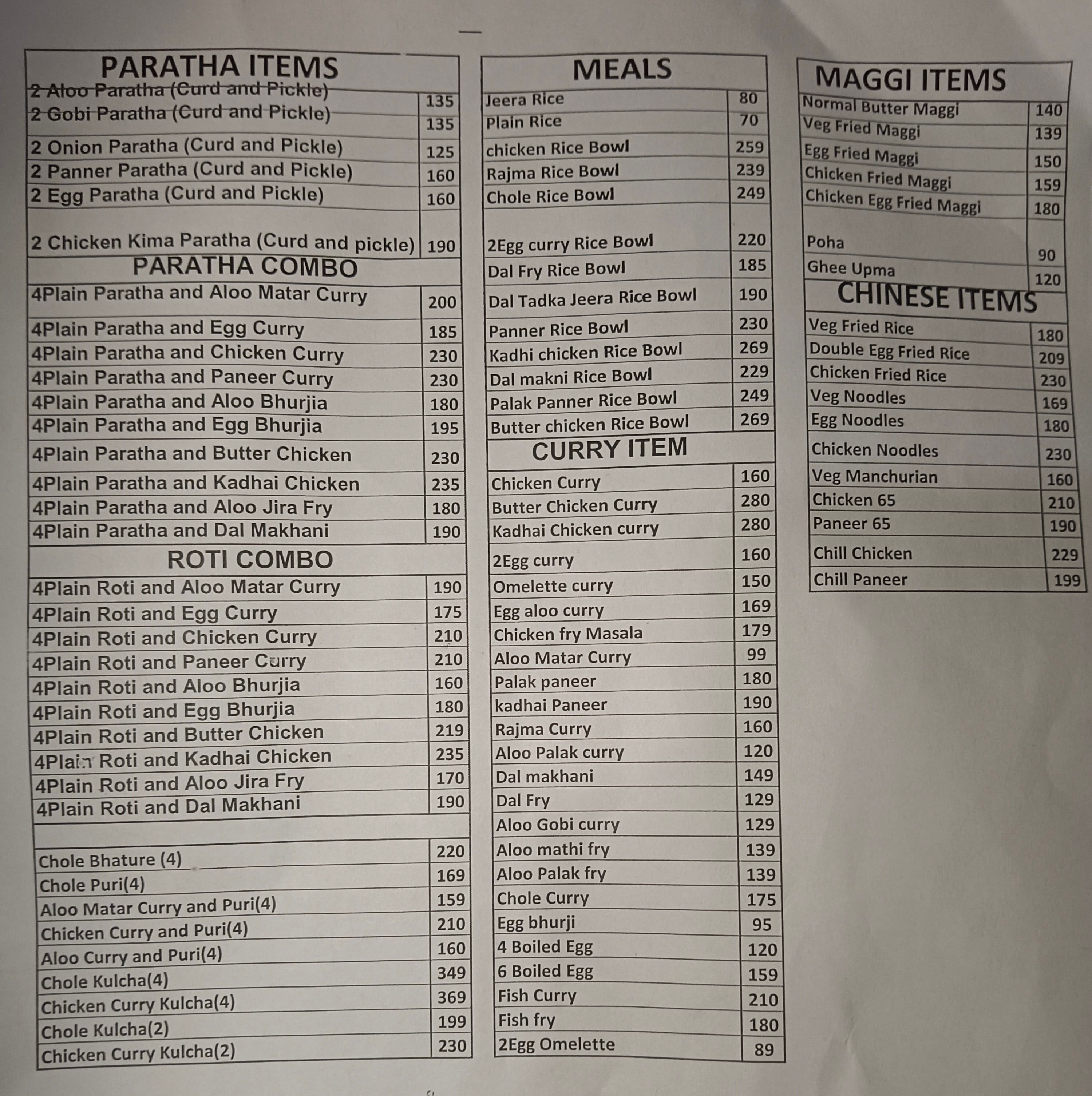 Menu of Swadisht Kitchen, Madhapur, Hyderabad