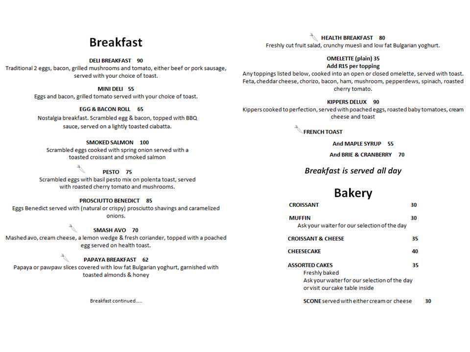 Deli Delish a Cape Town Foto del Menu con Prezzi Zomato SA
