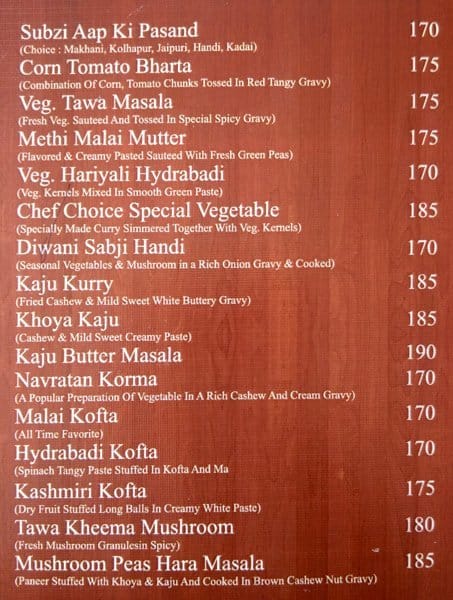 Hotel Safar & Restaurant menu