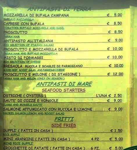 Menu di Tutti a prua 