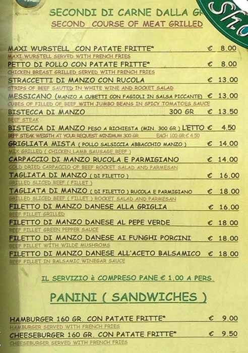 Menu di Tutti a prua 