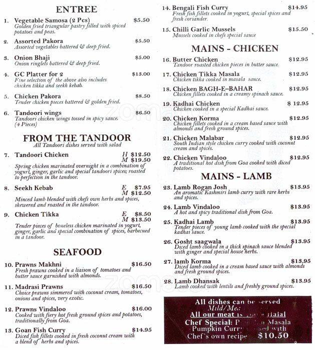 Ginger Club Indian Menu, Menu for Ginger Club Indian, Roxburgh Park, Melbourne Urbanspoon/Zomato