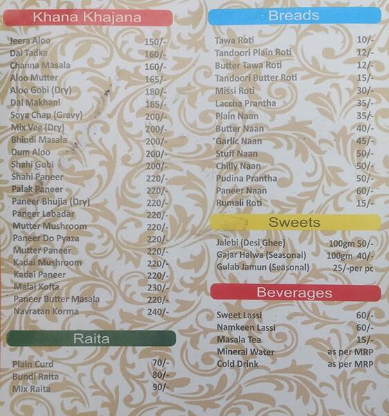 Menu at The Chandni Chowk Restaurant, Noida, Shop 52