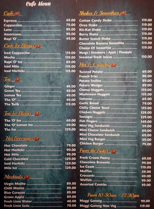 Menu of Cafe +, Bommasandra, Bangalore