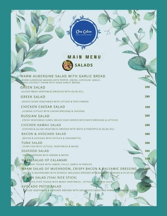 Chez celine discount menu