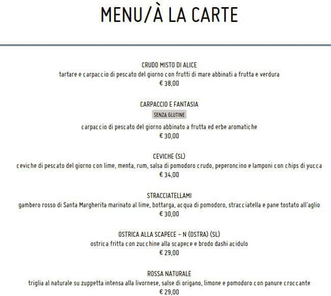 Menu di Fish & Wine 