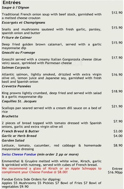 Cj's Restaurant Menu, Menu For Cj's Restaurant, Neutral Bay, Sydney 