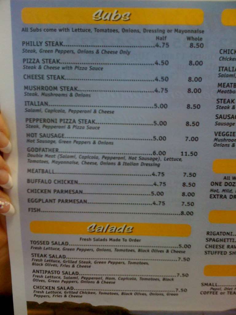 Menu at Candito's Pizzeria, Ellwood City