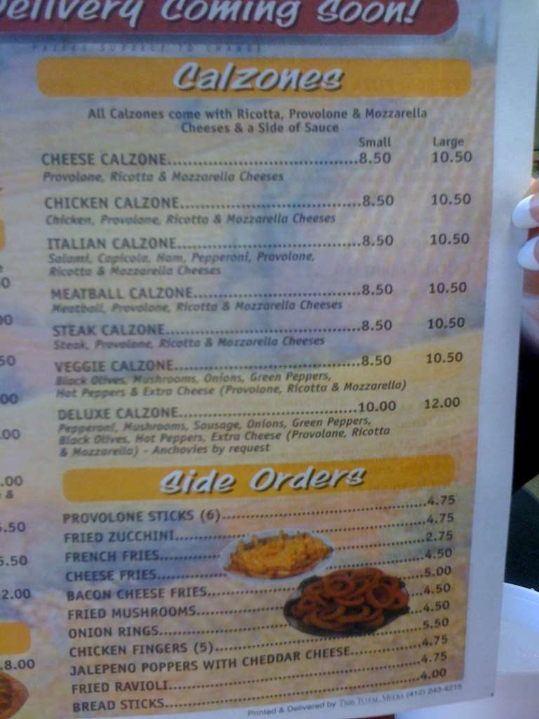 Menu at Candito's Pizzeria, Ellwood City