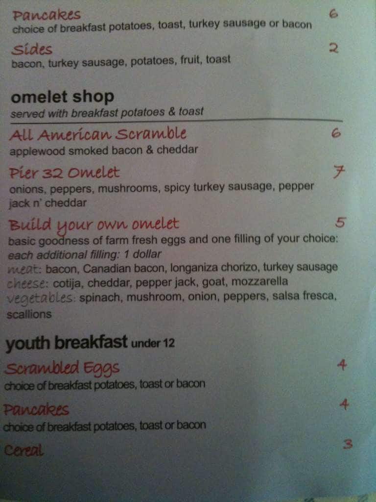 Menu at The Waterfront Grill Pier 32 Marina San Diego restaurant, National City