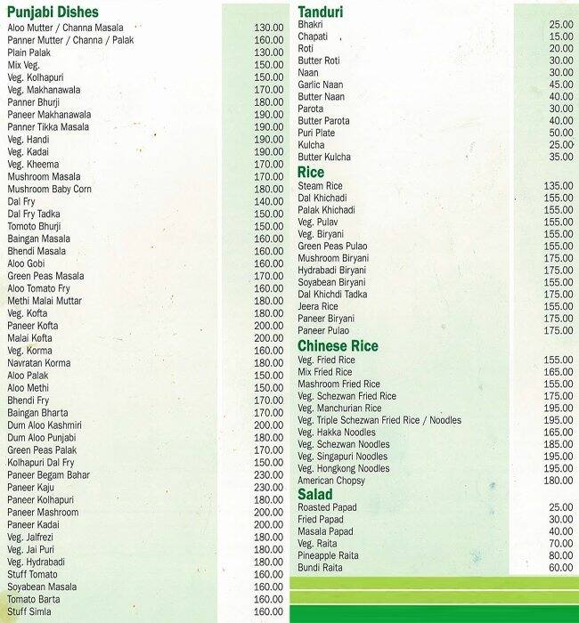 Amruta Veg Treat Menu, Menu for Amruta Veg Treat, Khopat, Thane West