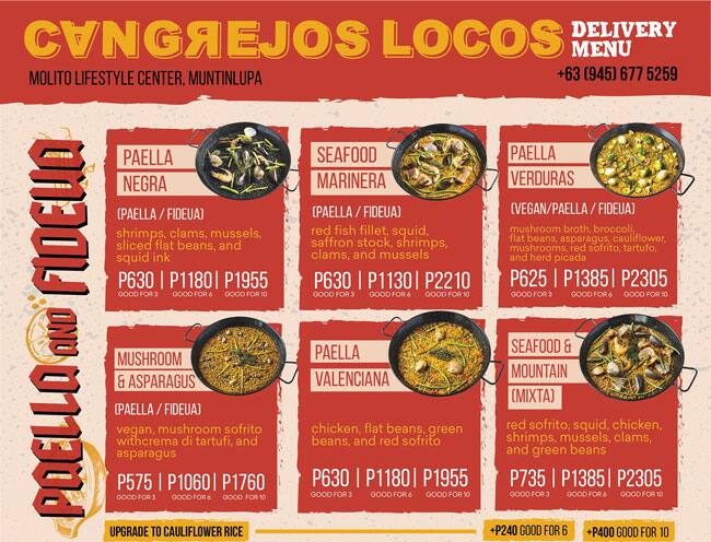 Cangrejos Locos Menu Menu For Cangrejos Locos Alabang Muntinlupa City