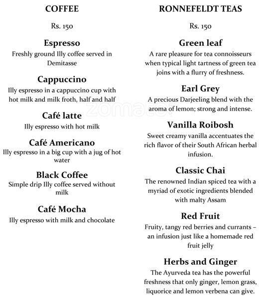 The Lounge JW Marriott a Chandigarh Foto del Menu con Prezzi Zomato