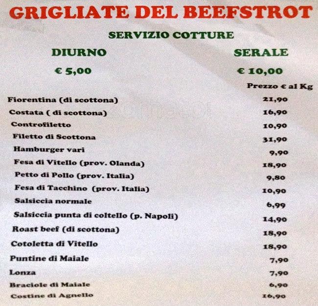 Menu di beefstrot 