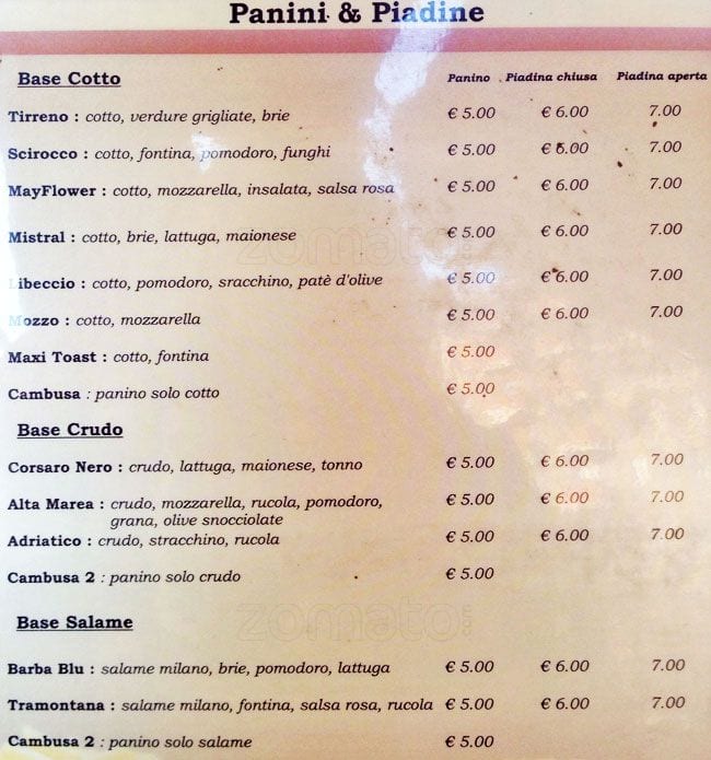 Menu di Mayflower 