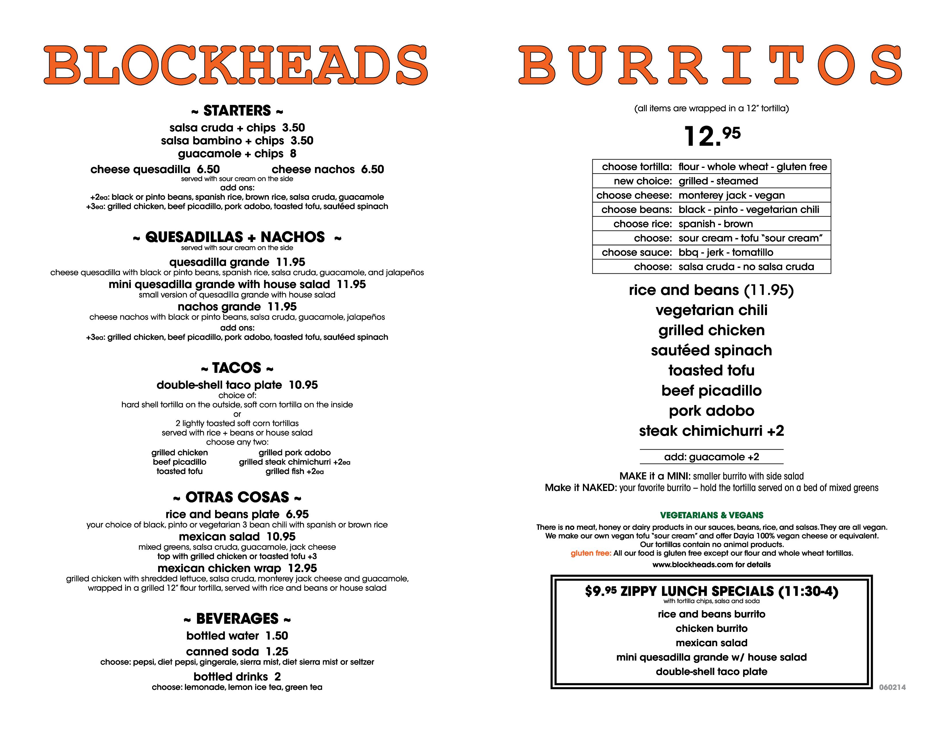 Benny's Burritos Menu,Menú para Benny's Burritos, Greenwich Village