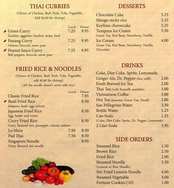 Menu at Pepper Asian Bistro restaurant, Denver, E Colfax Ave