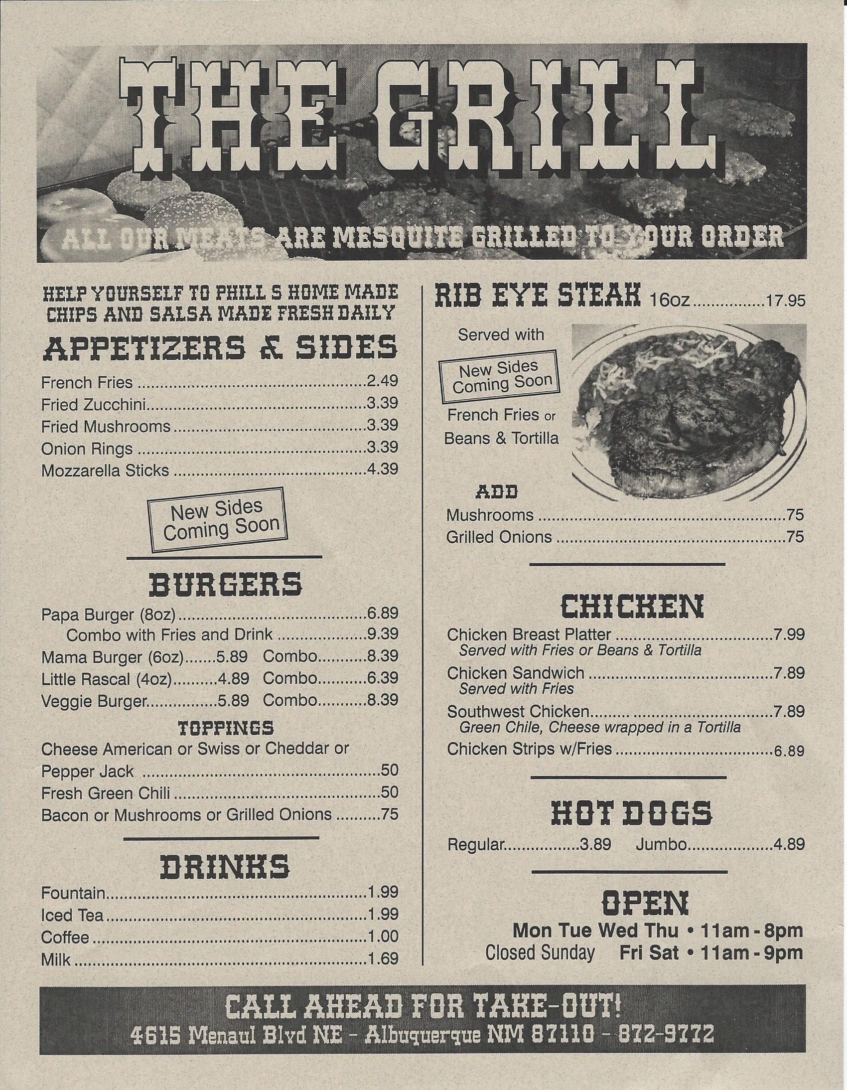 The Grill On San Mateo Menu, Menu For The Grill On San Mateo, Academy ...