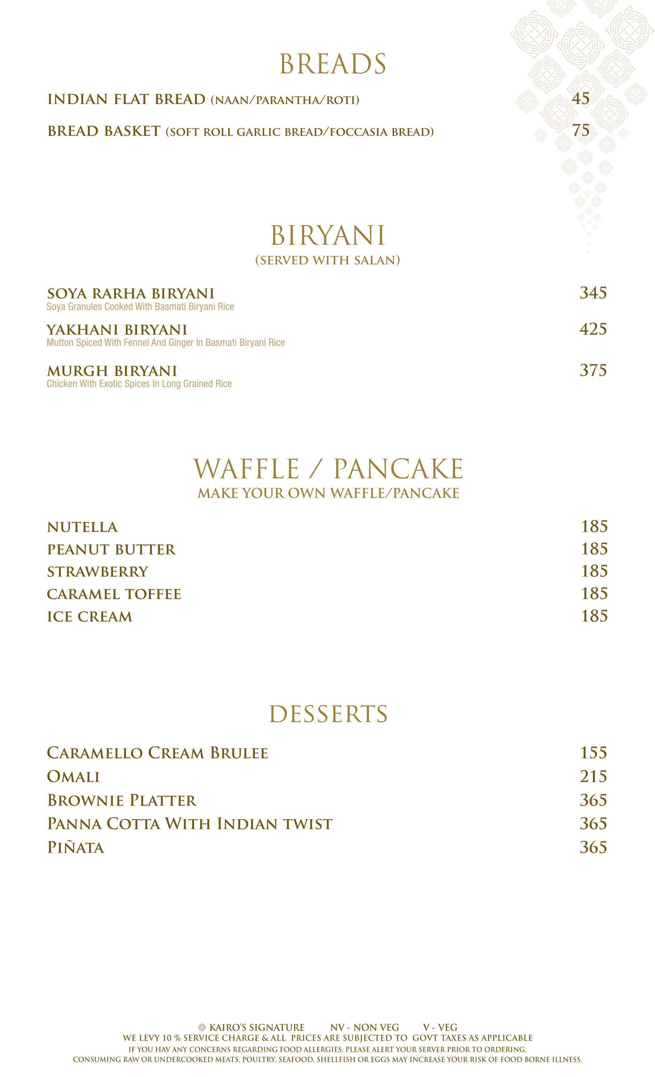 Menu at Kairos Modern Desserts Bistro, New Delhi