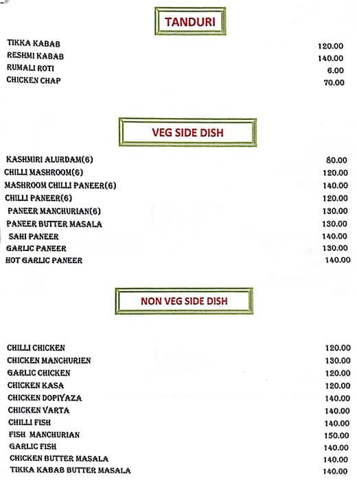 Rahul Restaurant menu