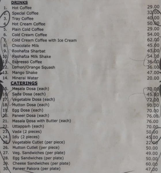 Indian Coffee House Menu, Menu for Indian Coffee House, Connaught Place ...