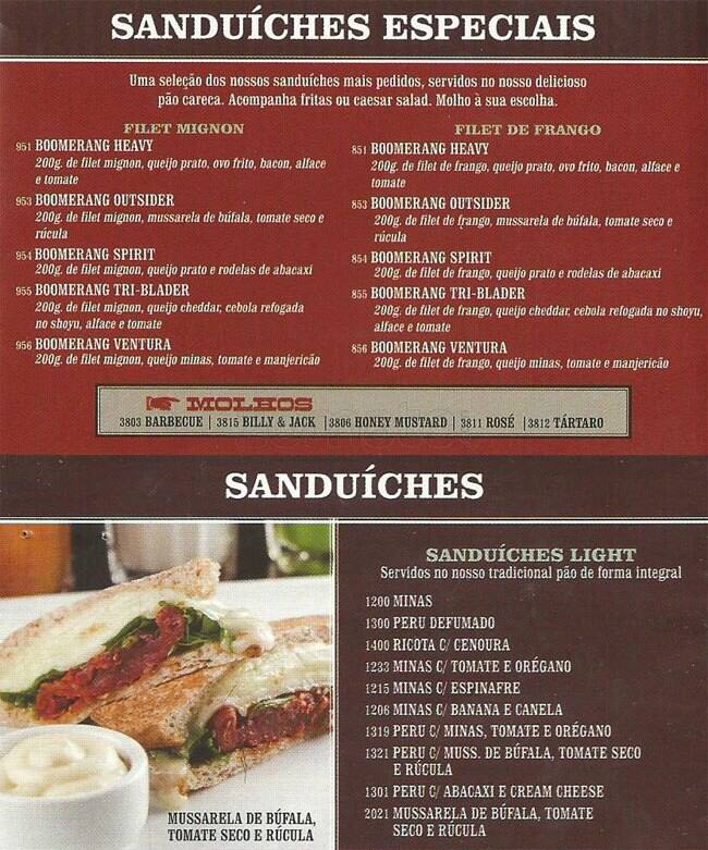 Boomerang Mix cardápio